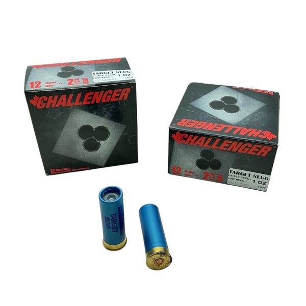 Challenger Target 12 Ga, 2-3/4,1 Oz Low Recoil Target Slugs, 50 Rounds