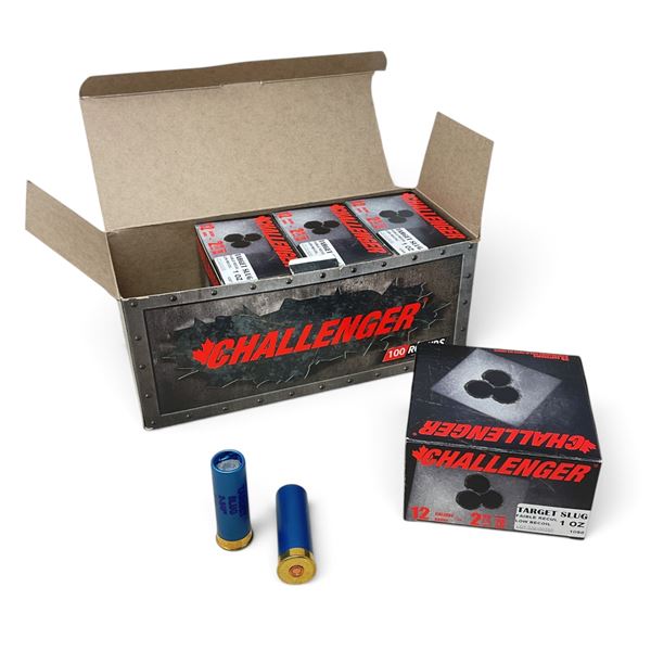Challenger Target 12 Ga, 2-3/4,1 Oz Low Recoil Target Slugs, 100 Rounds