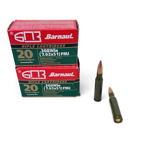 Barnaul 308 Win, 145 Grain FMJ ammunition, 40 Rounds