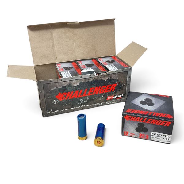 Challenger 12 Ga 2-3/4", 1 Oz Low Recoil Slugs Ammunition, 100 Rounds