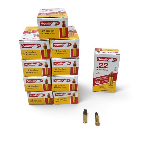 Aguila Super Extra 22LR, 40 Grain Solid Point Ammunition, 500 Rounds