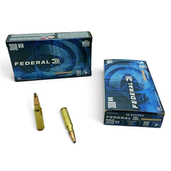 Federal Powershok 308 Win, 180 Grain JSP Ammunition, 40 Rounds