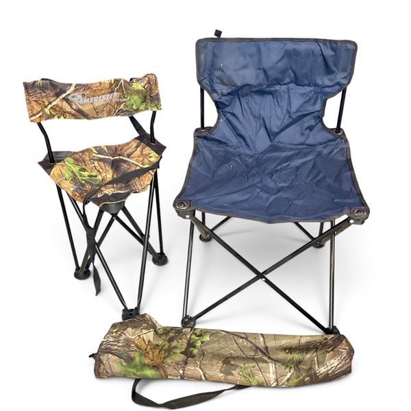 Folding Camp Chairs X 2, Blue and Camo