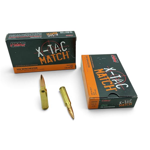 PMC X-Tax Match 308 Win, 168 Grain OTM Ammunition, 40 Rounds