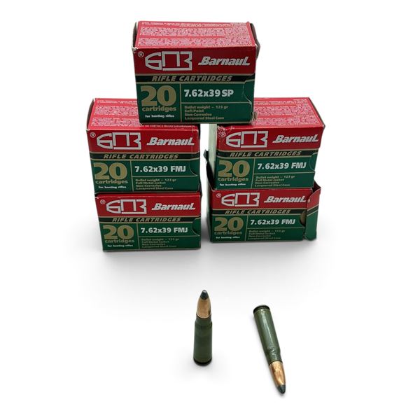Assorted Barnaul 7.62x39 Ammunition, Approximately 100 Rounds