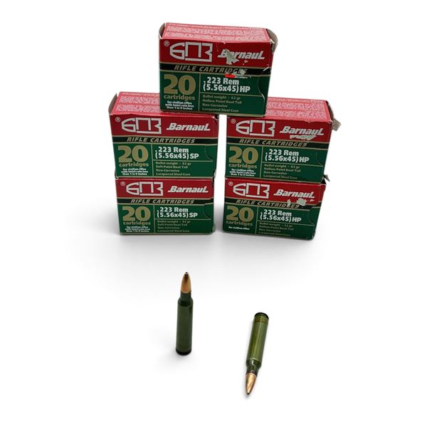 Assorted Barnaul 223 Rem Ammunition, 100 Rounds