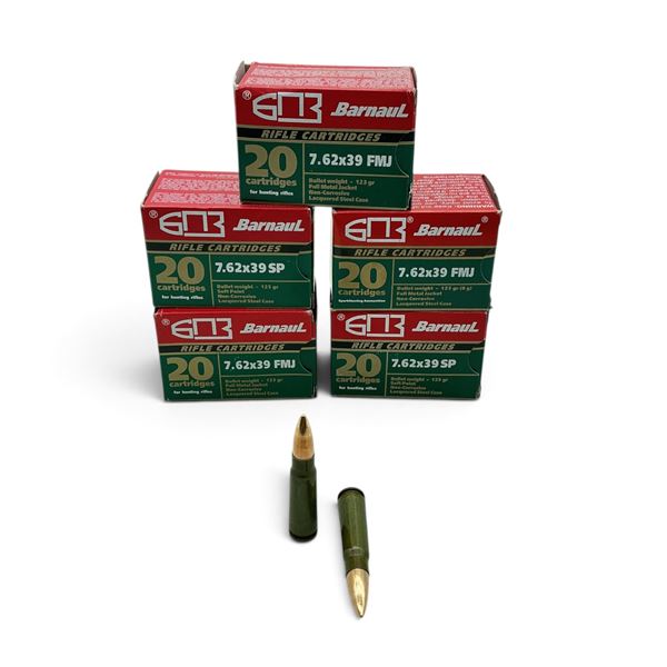 Assorted Barnaul 7.62x39 Ammunition, Approximately 100 Rounds