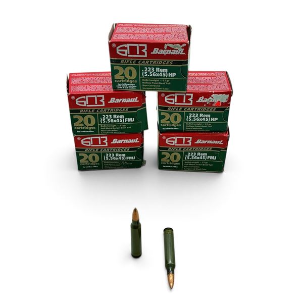 Assorted Barnaul 223 Rem Ammunition, 100 Rounds
