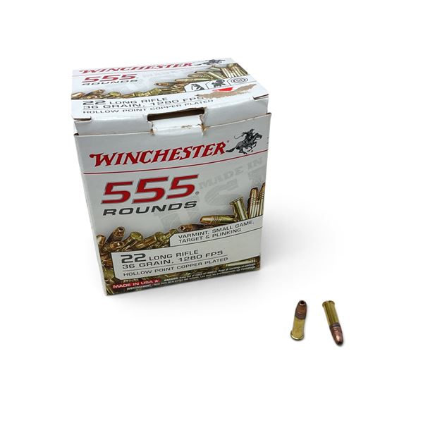 Winchester 22LR, 36 Grain HP Copper Plated Ammunition, Approximately 555 Rounds
