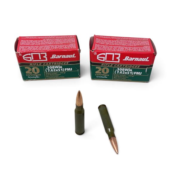 Barnaul 308 Win, 145 Grain FMJ Ammunition, 40 Rounds
