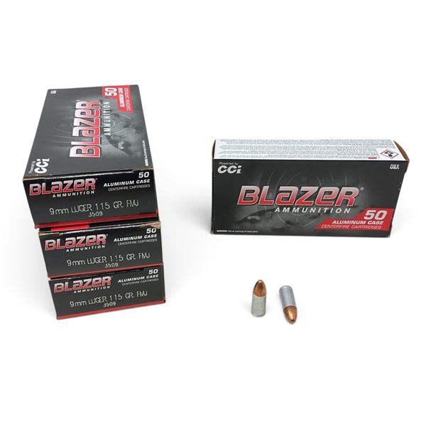 CCI Blazer Aluminum 9mm 115 Grain FMJ Ammunition, 200 Rounds