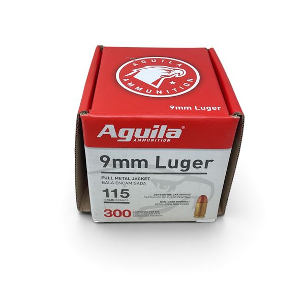 Aguila 9mm, 115 Grain FMJ Ammunition, 300 Rounds