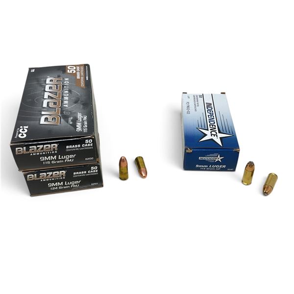 Assorted 9mm Ammunition, 150 Rounds