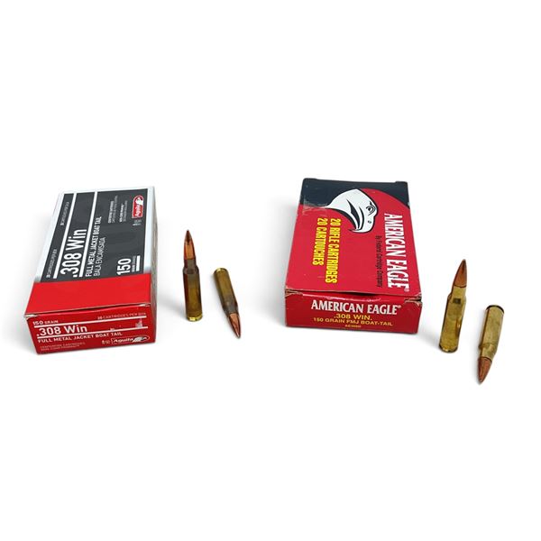 Assorted 308 Win, 150 Grain FMJ-BT Ammunition, 40 Rounds