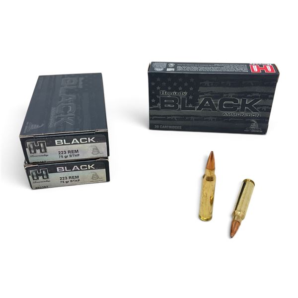 Hornady Black 223 Rem, 75 Grain BTHP Ammunition, 46 Rounds