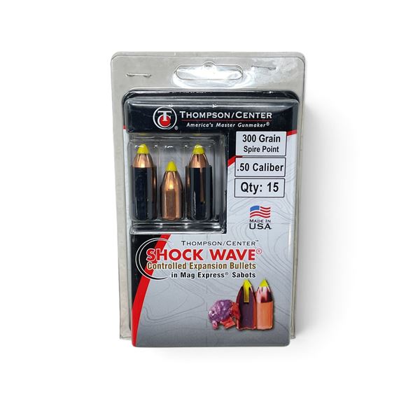 Thompson Center Shockwave .50 Cal 300 Grain Spire Point Projectile, QTY 15