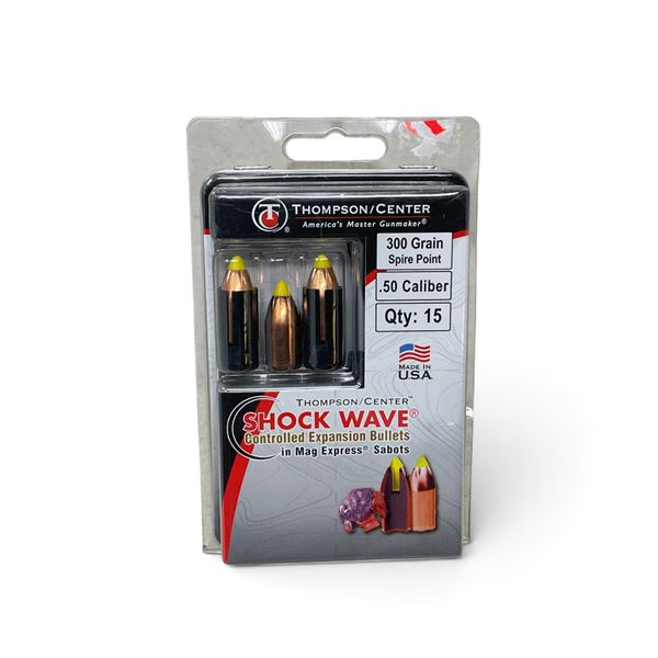 Thompson Center Shockwave .50 Cal 300 Grain Spire Point Projectile, QTY 15