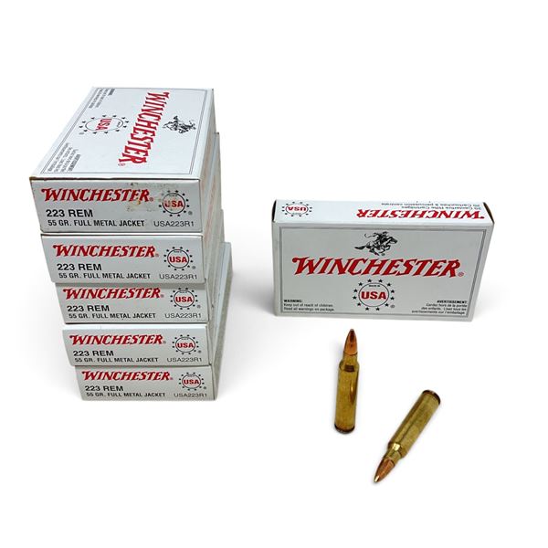 Winchester 223 Rem, 55 Grain FMJ Ammunition, 120 Rounds