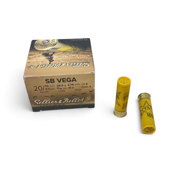 Sellier and Bellot Vega 20 Ga 2-3/4", 15/16 Oz, #6 Ammunition, 25 Rounds