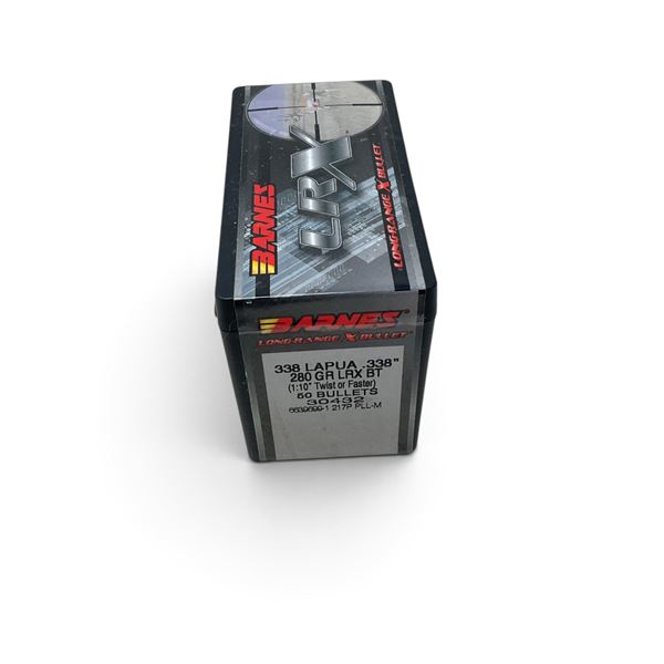 Barnes 338 (.338") Lapua 280 Grain LRX BT Projectiles, QTY 50