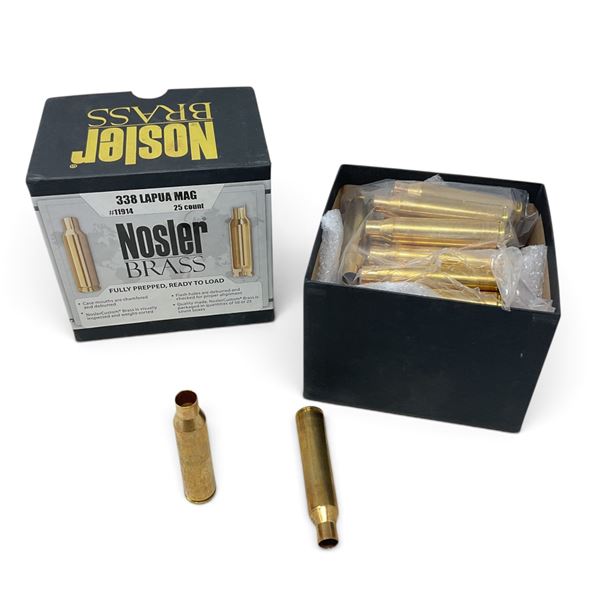 Nosler Brass Casing For 338 Lapua Mag, QTY 25