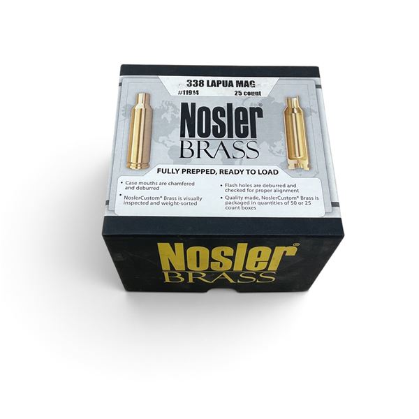 Nosler Brass Casings for 338 Lapua Mag, QTY 25