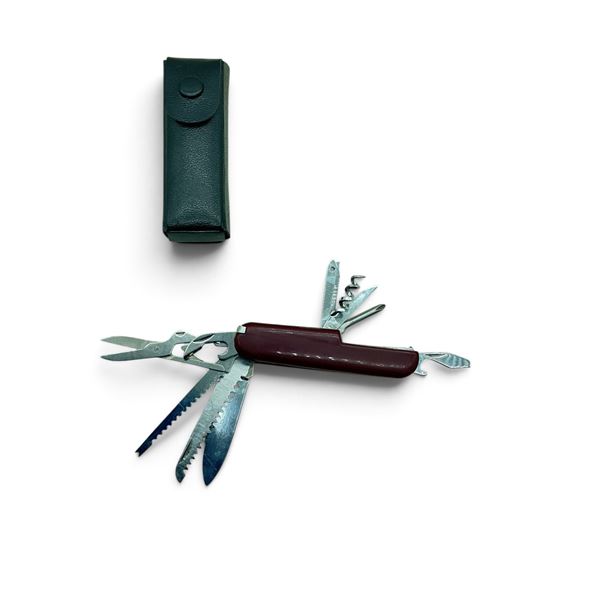 Folding Pocket Multi-Tool, Red in Pouch