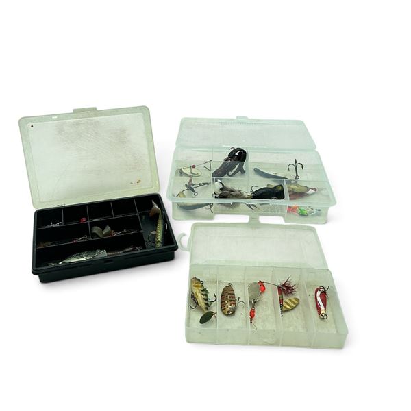 Tackle Trays with Spoons, Weights, Lures, Etc