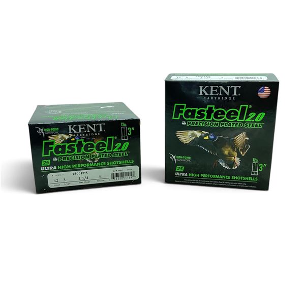 Kent Fasteel 2.0 12 Gauge 3" #4 Shot Ammunition, 50 Rounds