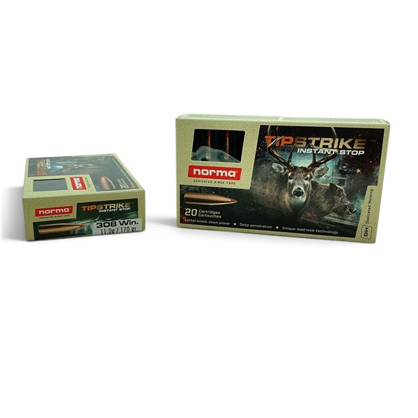 Norma Tipstrike 308 Win 170 Grain Polymer Tipped Ammunition, 40 Rounds