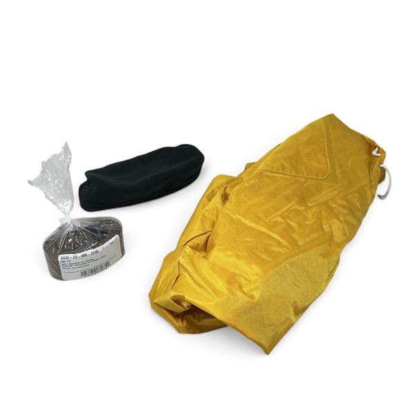 CF Belt, Brown OSFM, CF Beret, Green Size 7 1/4, and Rain Jacket