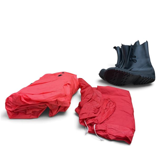North Galoshes Men's Size 9/10, RoughRider Rain Poncho and Raincoat, Size Medium
