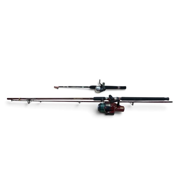 Abu Garcia Cardinal Max 8' Graphite Composite Rod with Heavy Spinning Reel and Zebco Rod with Reel