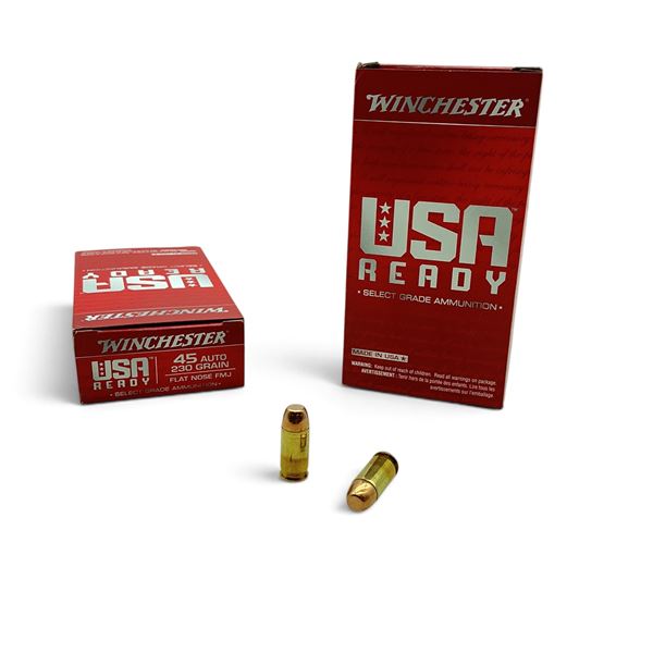Winchester USA Ready 45 Auto 230 Grain FN FMJ Ammunition, 100 Rounds