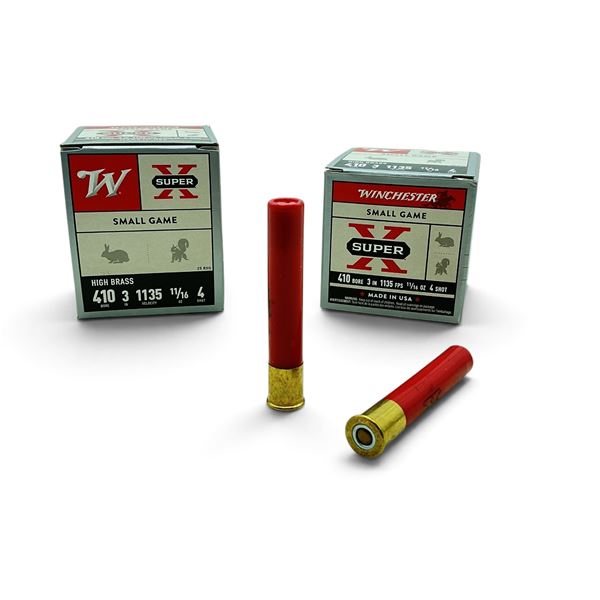 Winchester Super X 410 Gauge 3" #4 Shot Ammunition, 50 Rounds