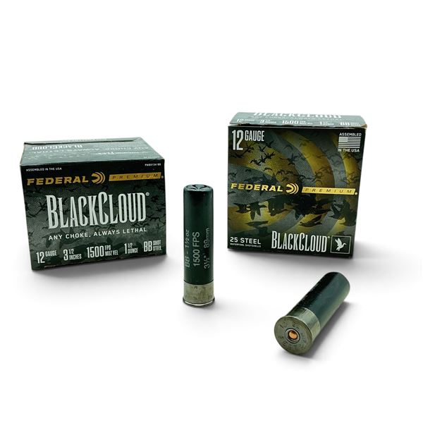 Federal Premium BlackCloud 12 Gauge 3.5" BB Shot Steel Ammunition, 50 Rounds
