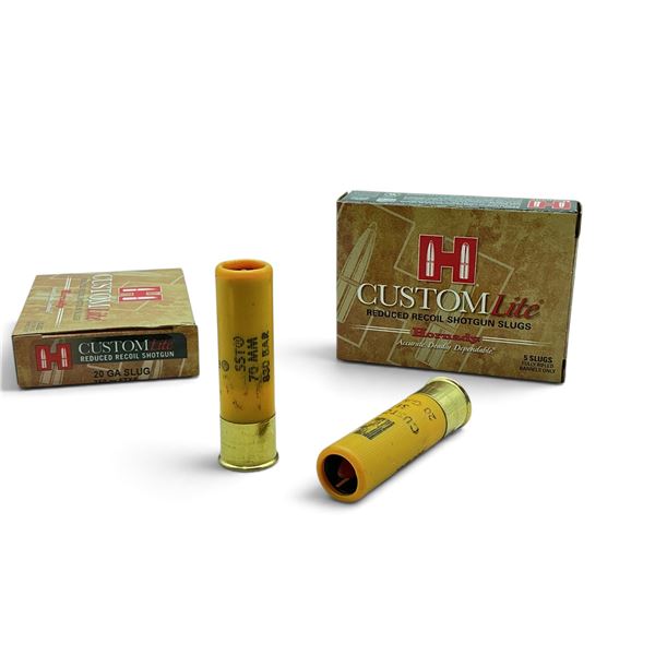 Hornady Custom Lite 20 Gauge Slug 250 Grain FTX Ammunition, 10 Rounds
