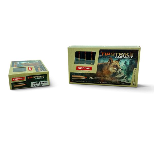 Norma Tipstrike Varmint 223 Remington 55 Grain Polymer Tip Ammunition, 40 Rounds