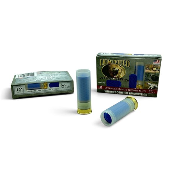 Lightfield Wildlife Control 12 Gauge 2 3/4" Extended Range Rubber Slug Ammunition, 10 Rounds