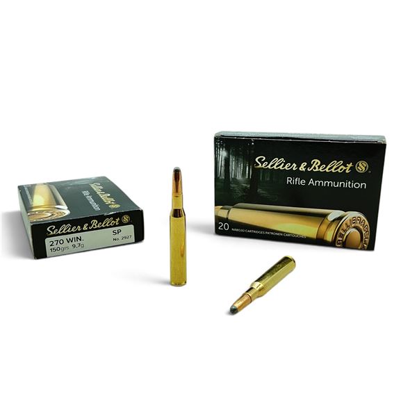 Sellier & Bellot 270 Win 150 Grain SP Ammunition, 40 Rounds