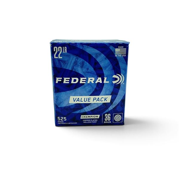 Federal Champion 22 LR 36 Grain CPHP Ammunition, 525 Rounds