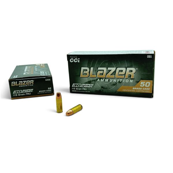 Blazer 30 Super Carry 115 Grain FMJ Ammunition, 100 Rounds