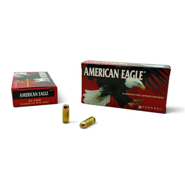 Federal American Eagle 40 S&W 155 Grain FMJ Ammunition, 100 Rounds