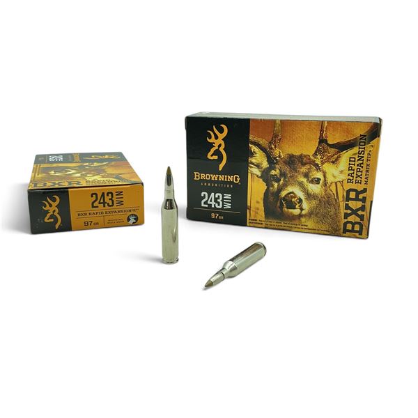 Browning BXR Rapid Expansion 243 Win 97 Grain Matrix Tip Ammunition, 40 Rounds