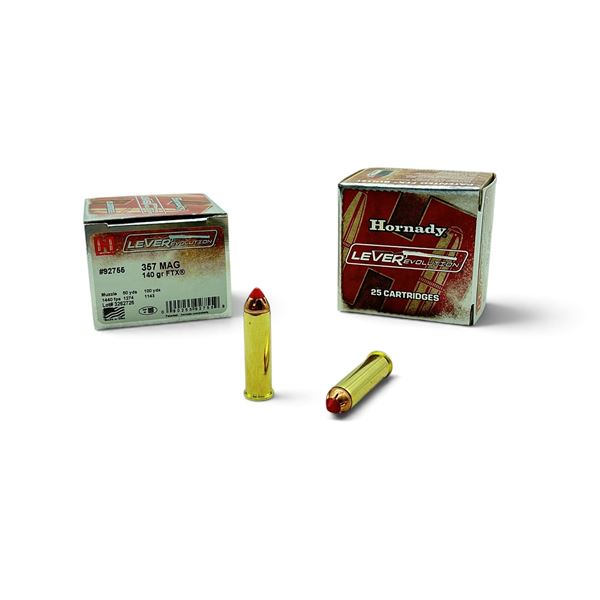 Hornady LeveRevolution 357 Mag 140 Grain FTX Ammunition, 50 Rounds