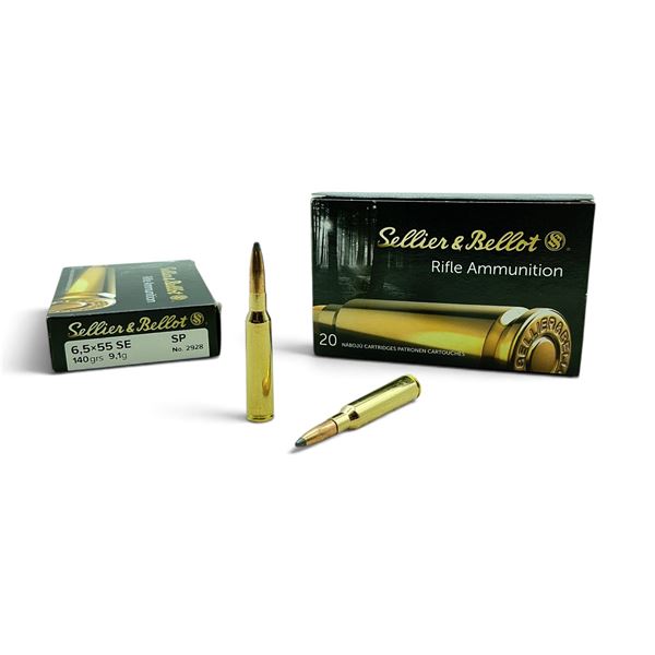 Sellier & Bellot 6.5 X 55 SE 140 Grain SP Ammunition, 40 Rounds