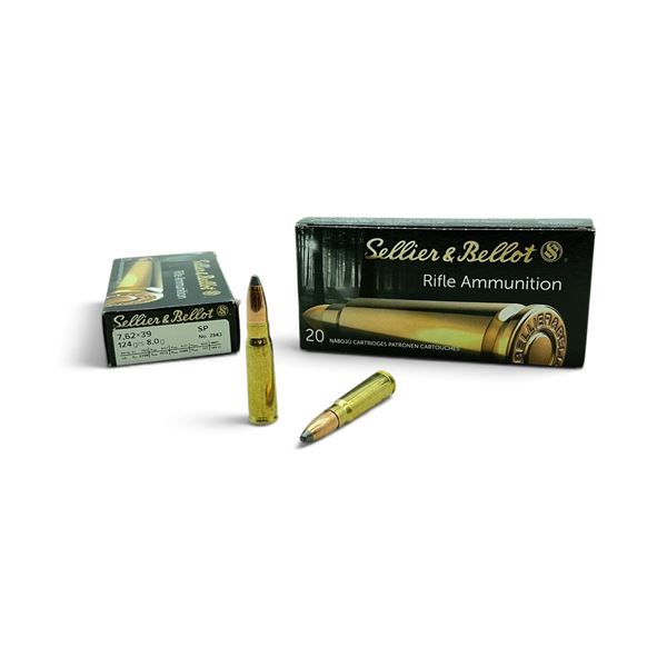 Sellier & Bellot 7.62 X 39mm 124 Grain SP Ammunition, 40 Rounds