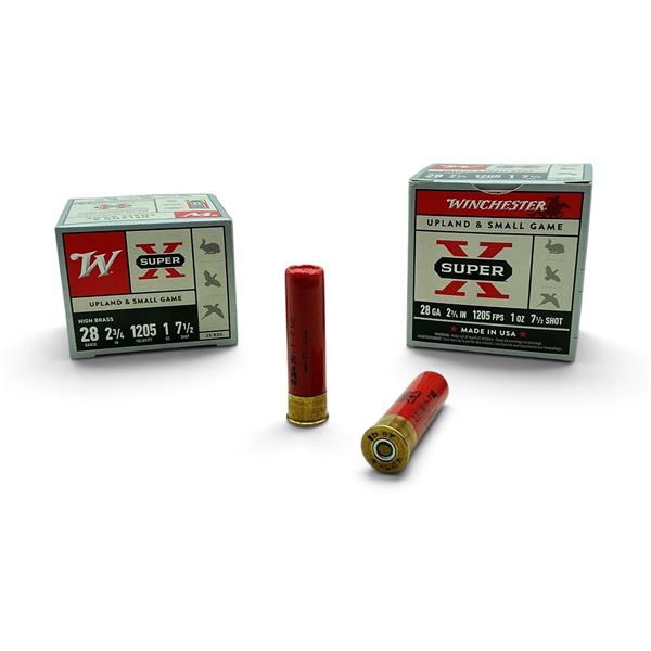 Winchester Super X 28 Gauge 2 3/4" #7 1/2 Shot Ammunition, 50 Rounds