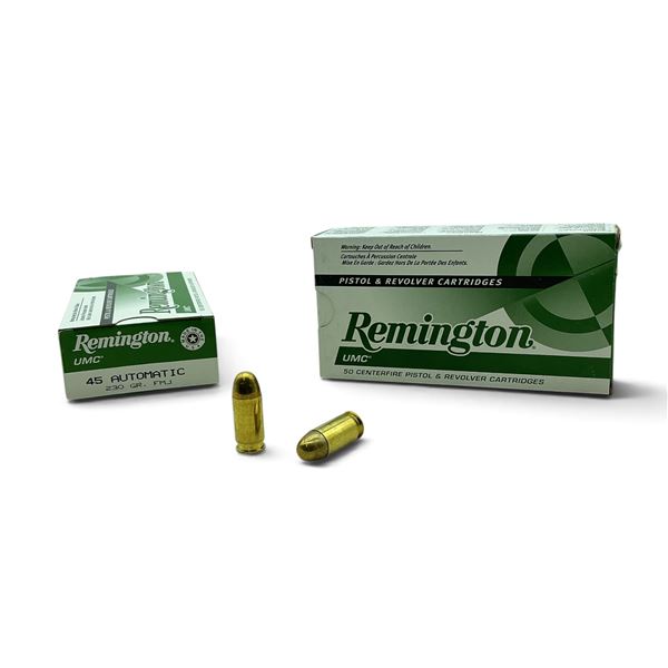 Remington UMC 45 Automatic 230 Grain FMJ Ammunition, 100 Rounds