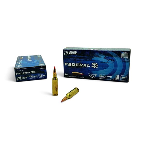 Federal 224 Valkyrie 60 Grain Hornady V-Max Ammunition, 40 Rounds